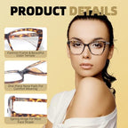 HIGHLIKE 3-Pack Reading Glasses for Women Stylish Cat-Eye Spring Hinge Clear Lenses Readers Anti Eyestrain