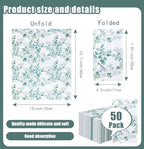 SietDESEO 50 Pieces 3-Ply Greenery Eucalyptus Napkins - 13 x 15.7 Inches Disposable Guest Bathroom and Dessert Napkins - Hand Towels for Wedding, Birthday, Party, Paper Dinner