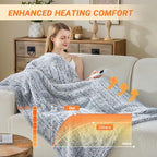 Heated Blanket Heated Throw, Electric Blanket 50"x60" Heating Blanket with 8 Hours Auto Off 10 Fast Heating Levels Machine Washable Sherpa Heated Blanket with Overheating Protection
