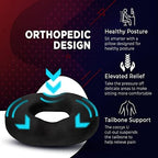 Donut Pillow Seat Cushion Orthopedic Design| Tailbone & Coccyx Memory Foam Pillow | Relieve Pain and Pressure for Hemorrhoid, Pregnancy Post Natal, Surgery, Sciatica (Black)