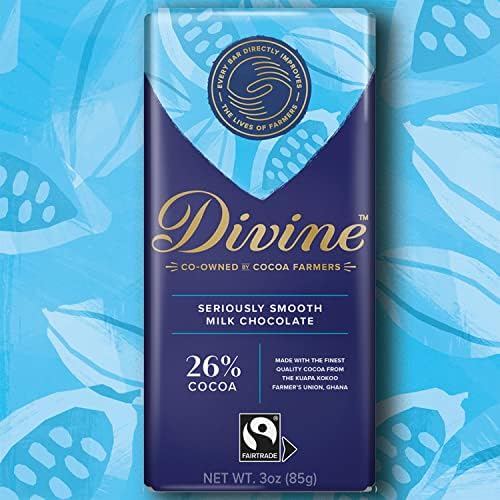 Divine Chocolate Bars - Milk Chocolate - Made with Fairtrade Cocoa, Natural Ingredients, No Artificial Flavors | 3oz. Bars (12 Pack)