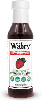 Wäbry Organic Strawberry Syrup No Added Sugar – 13.8oz (390g), Sweetened with Stevia & Erythritol, Natural Fruit Syrups for Drinks, Pancakes, Shaved Ice, Ice cream, Non-GMO, Dye-Free Snow Cone Syrup