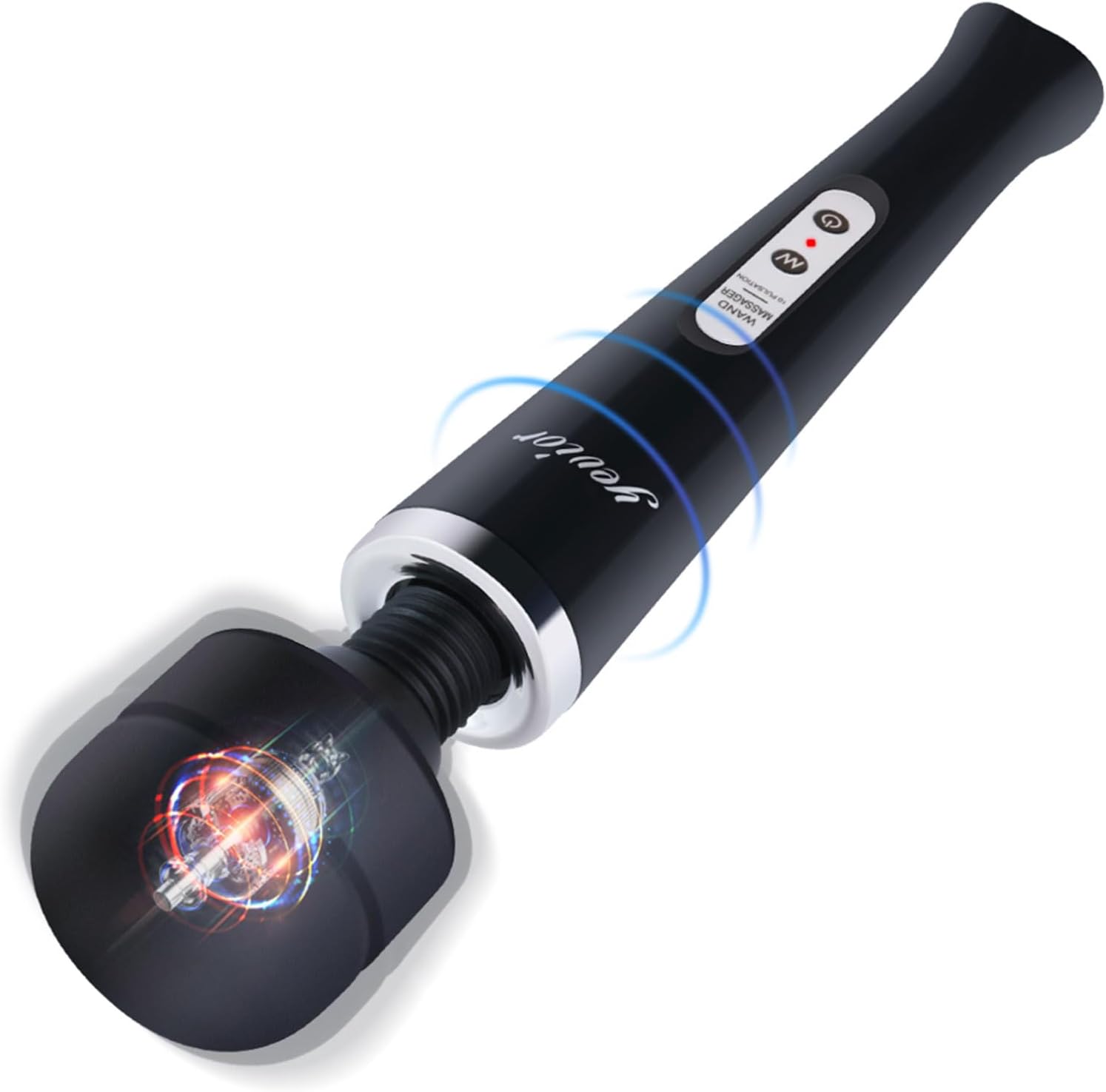 YEVIOR Cordless Personal Electric Massager Wand with 10 Powerful Pulse Settings, Rechargeable Handheld Back Vibrating Massager for Deep Muscles Pain Relief (Black)