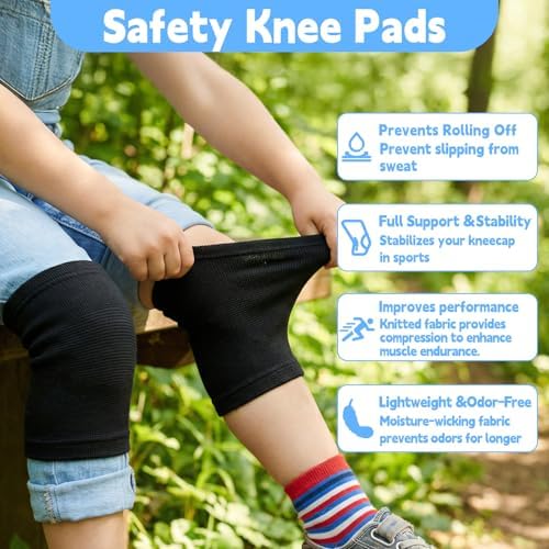 Molain Kids Knee Brace Sleeve, 1 Pair Youth Knee Compression Sleeve, Breathable Children Knees Support Pad Elastic Soft Knees Protectors for Boys Girls for Basketball Volleyball Football Running