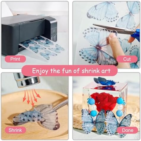 Auihiay 12 Pieces Printable Shrinky Plastic Sheets, Shrink Films Papers for Kids Easter Ornament and Mothers Day Gifts, 6 White and 6 Semitransparent, 8.3 x 11.6 inch / 21 x 29.5 cm