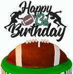 Happy 13th Birthday Football Cake Topper 13th Birthday Party Decorations Thirteen Years Old Rugby Player Scene Cake Decoration For Kids Sport Theme Thirteenth Birthday Party Supplies for Boys (13)