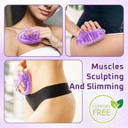 LemonRoad 2 Pcs Meridian Massage Brushes Silicone Massage Body Brush for Belly Back Leg Full Body Spa Massager Relaxation with Flexible Measuring Tape (Purple)