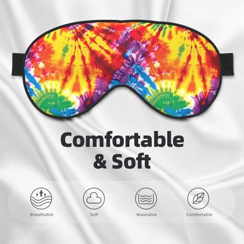 Colorful Rainbow Tie Dye Eye Mask for Women Men Elastic Sleeping Cover Adjustable Blackout Sleep Mask for Travel Nap