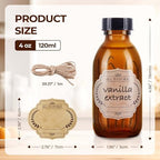6 Pack 4 oz Amber Glass Bottle with Lids, Small Glass Bottles Empty Containers for Homemade Vanilla Extract, Essential Oils, Juice, Potion, Syrup, Liquids, Christmas, Holiday Gift
