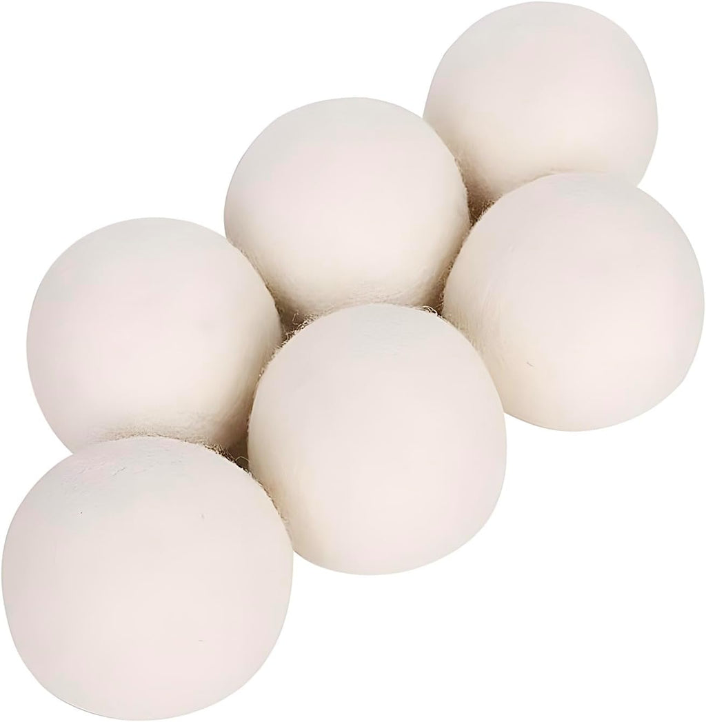 6 Pack Felt Dryer Balls – Wool Dryer Balls for Reducing Drying Time, Eliminating Static & Wrinkles, Removing Lint, Pet Hair, Odors – Reusable Cat Toy Included (Non-Food Use)