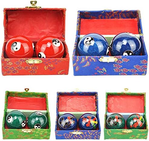 2 Pcs Baoding Balls, Chinese Health Exercise Stress Balls, Meditation Massage Handball with Box, Hand Exercise Ball for Men Women Hand Exercises and Stress Relief(COLOR:Green Dragon and Phoenix)