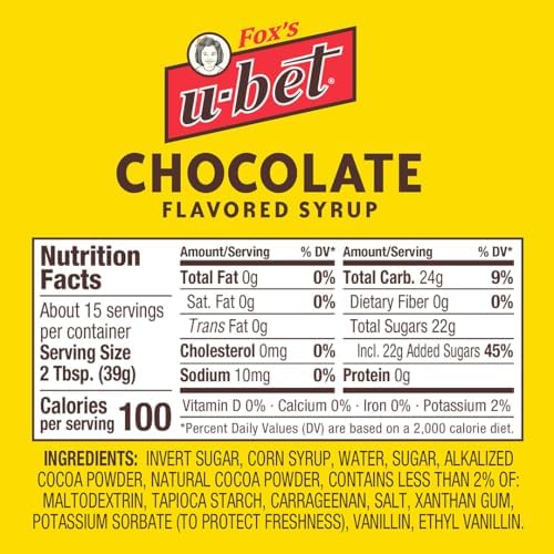 Fox's U-Bet Original Chocolate Flavor Syrup, 22 Ounce (Pack of 2)