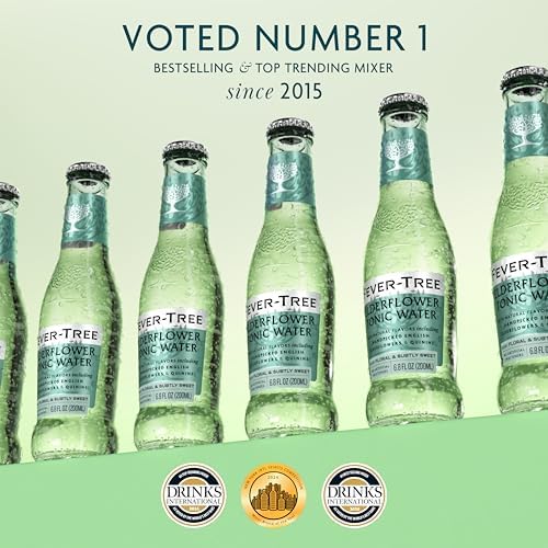 Fever-Tree Tonic Water Glass Bottles, Elderflower, 163.2 Fl Oz