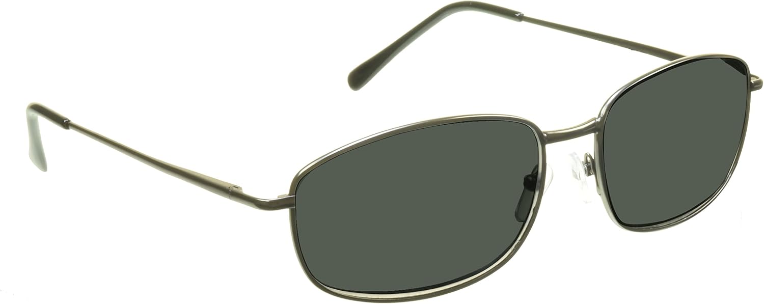 proSPORT Full Lens Sun Readers for Men Women, Non Bifocal Reading Sunglasses, Rectangle Metal Frame Smoke Lens +1.00–+3.50