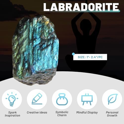 1.1lb Bulk Raw Labradorite Rough Crystal-Natural Labradorite Raw Stones Crystal for Tumbling, Cabbing, Fountain Rocks, Decoration, Polishing, Wire Wrapping, Wicca & Reiki Crystal Healing