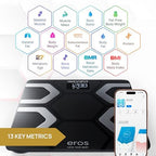 INEVIFIT EROS Bluetooth Body Fat Scale Smart BMI Highly Accurate Digital Bathroom Body Composition Analyzer with Wireless Smartphone APP 400 lbs 11.8 x 11.8 inch (Black)