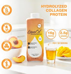 LiquaCel Concentrated Liquid Protein, Peach Mango Flavor, Ready-to-Drink, 16g Hydrolyzed Collagen Protein and 2.5g Arginine Per 1oz Serving, Sugar & Gluten Free, 32 fl oz Bottle