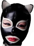 Latex Head Cover Black Latex Mask Latex Face Hood Rubber HeadMask Back Zipper for Cosplay Party Club Wear