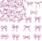 Gyufise 50Pcs Edible Purple Bowknot Cupcake Toppers Wafer Paper Bowknot Cake Dessert Picks Baby Shower Princess Cupcake Toppers for Birthday Party Decoration Supplies
