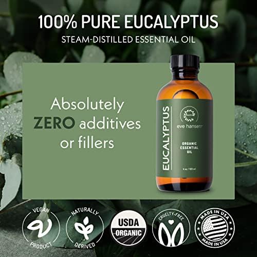 Eve Hansen Organic Eucalyptus Essential Oil 4oz | Topical & Aromatherapy | Sauna Essential Oil