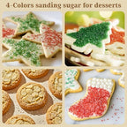 Christmas Edible Sanding Sugar Sprinkles, 6oz Coarse Sparkling Sugar with Red, Green, Gold, White, Perfect for Cake Sprinkles and Toppings, Edible Sprinkles for Cake Decorating, Cupcakes & Cookies