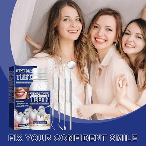 Tooth Repair Kit, Moldable Tooth Filling Repair Kit with 4 Dental Tool, Dental Care Kit Fixing The Missing and Broken Replacements, DIY Natural Filling Fake Teeth,Smile Confidently Again