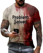 I'm Fine Bloody T Shirt for Men Halloween Bloody Shirt Costume Horror Blood Splatter Tshirts Short Sleeve Tops