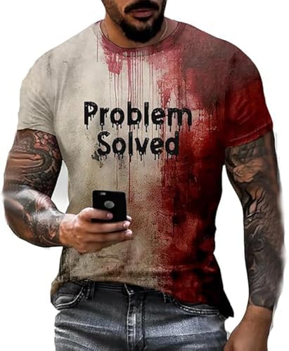 I'm Fine Bloody T Shirt for Men Halloween Bloody Shirt Costume Horror Blood Splatter Tshirts Short Sleeve Tops