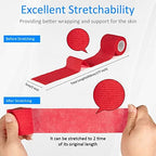 6Pcs 2”x 5 Yard Self Adhesive Bandage Wrap Breathable Self Adherent Cohesive Wrap Bandages Vet Tape for Dog Cat Athletic Elastic Cohesive Bandage Wrist Ankle Grip Cover Tape (Red)