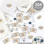 Big Dot of Happiness Happy Grandparents Day - Mini Candy Bar Wrappers, Round Candy Stickers and Circle Stickers - Grandma and Grandpa Party Candy Favor Sticker Kit - 304 Pieces