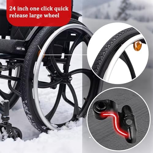 Sports Leisure Wheelchair, Folding, Lightweight, Self Propelled, All Terrain, Black, Aluminum Frame, Handbrakes, Quick Release Wheels, Seat Width 38cm