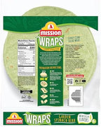 Mission Garden Spinach Herb Wraps, Soft Veggie Wraps, 6 Count, Trans Fat Free