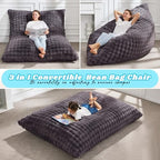 Hobestluk 3 in 1 Bean Bag Chair Giant Bean Bag Chairs for Adults with Bubble Cover Convertible Bean Bag Floor Cushion with Machine Washable Cover for Living Room (Bubble Dark Grey)