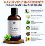 Natruveda Coconut Oil Pulling Mouthwash – 8 oz, Virgin Clove & Mint Blend, Ayurvedic Oral Rinse for Teeth Whitening, Natural Mouthwash for Gums, Gentle Pulling Oil for Daily Use