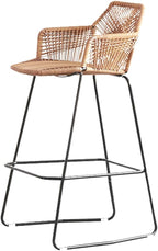 Barstool Outdoor Patio Rattan Wicker Chair with Footrest | Home Balcony Outdoor Patio Backyard Seat Height 58cm