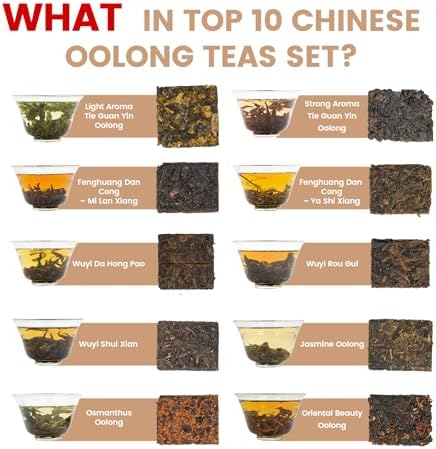 iTeaworld Chinese Tea Collection – Top 10 Classic Oolong Tea Sampler, Chinese Loose Leaf Tea Sampler, 10 Classic Oolong Varieties, No Sugar or Additives, Boxed Beginner Tea Gift Set, 20 Individually Wrapped Mini Tea Cakes, 5g/Piece, 3.52oz