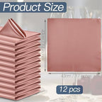 P Pothuiny 12 Pcs Silky Rose Gold Satin Napkins 17 x 17 Inches, Square Smooth Wedding Dinner Napkins Satin Cloth Napkins Table Napkins for Banquet Party Restaurant Decor, Thanksgiving, Christmas