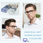 OCCI CHIARI Blue Light Blocking Reading Glasses for Men XL Comfort Readers