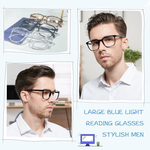 OCCI CHIARI Blue Light Blocking Reading Glasses for Men XL Comfort Readers