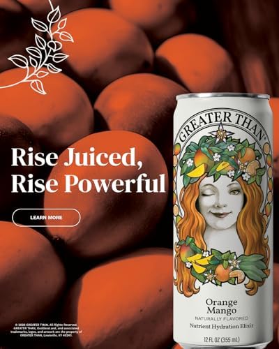 GREATER THAN Hydration for Her - Nutrient Enhanced Coconut Water Electrolyte Beverage with Real Fruit, Plant-Based Vitamins & Fiber, Clean Functional Hydration, Orange Mango, 12 oz (12 Pack)