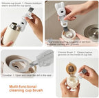 4 in 1 Cup Lid Cleaning Brush, 3 in 1 Bottle Brush, Cup Crevice Cleaning Tools, Easy to Clean and Storage, ABS+Silicone Cup Lid Gap Cleaner, Portable Multifunctional Bottle Cleaning Brush (3Pcs)