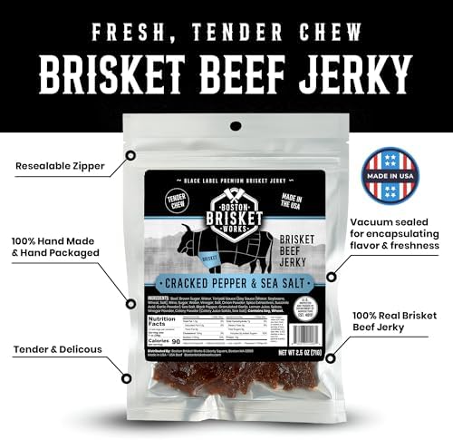 Boston Brisket Works - Black Label Premium Beef Brisket Jerky - Black Pepper & Sea Salt Flavor