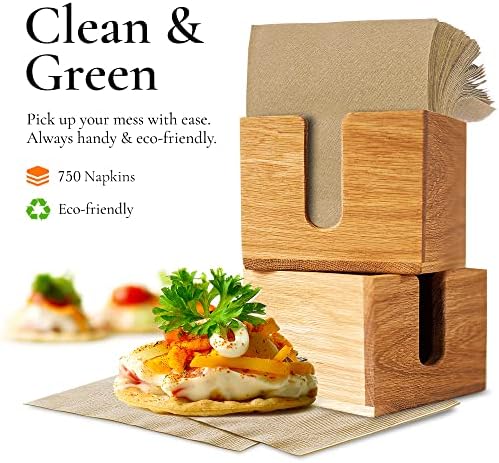(750-Pack) Brown Napkins - Bulk Unbleached, Natural & Rustic Kraft Paper Napkins - Eco-Conscious Disposable Kitchen Tissue Supplies for Home, Parties, Restaurant, BBQ - 12x12” Unfolded