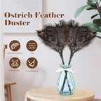 Natural Ostrich Feather Duster 14.9 inch Fluffy Mini Dusters with Plastic Handheld for Cleaning Car Keyboard Office 1 Pcs