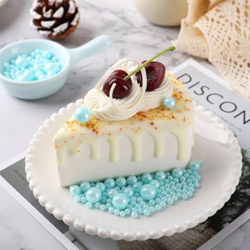 Blue Sprinkles for Cake Decorating, 7.8oz Edible Pearl Sprinkles, Sugar Candy Pearls for Baking, Cookie Decorations & Cupcake Topper, Wedding Party Christmas Supplies (Sky Blue, 4 Sizes)