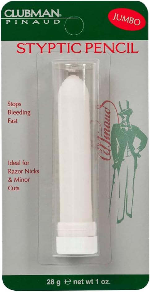 Clubman Jumbo Styptic Pencil, Treat and Seal Shaving Cuts Instantly, Anti-hemorrhaging Stick, First Aid Device, White, 1 oz