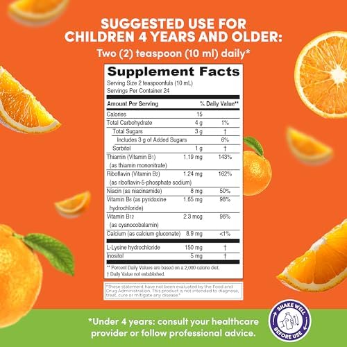 GirafKids Appetite Booster Syrup for Kids, Pack of 3 - Liquid Multivitamins L-Lysine, Inositol, Calcium - Appetite Vitamins for Children
