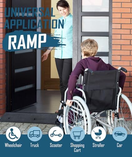 2.5'' Rise Rubber Threshold Ramp - 2204 LBS Capacity, Non-Slip, Cuttable & Adjustable - Handicap Ramp for Wheelchair Scooter Stroller - Driveway Curb Ramps for Doorways 2.5" Rise (39.3"x5.9")