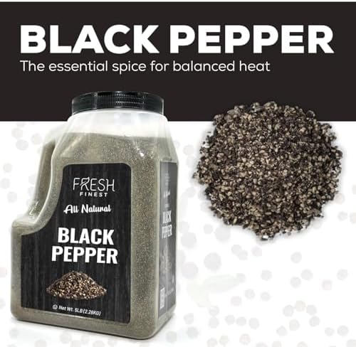 Fresh Finest 5 LB. Black Pepper, Bulk, Kosher, Black Pepper Ground For Commercial and Home Cooking 5 LB Black Pepper Freshly Packed at the Source, Kosher, Non-GMO