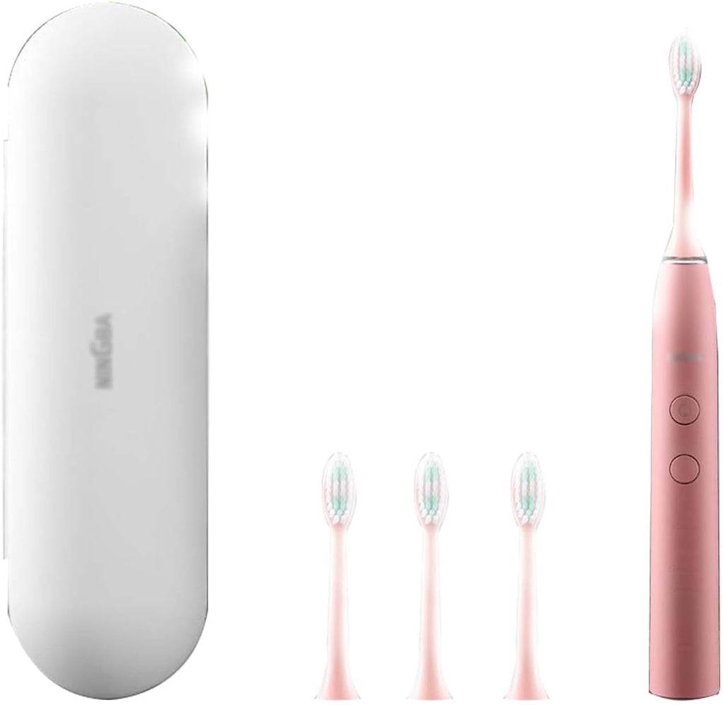 Sonic Electric Toothbrush,90-Day Life, 37,200 Vibrations/Minute, 5 Modes, 2-Minute Timer, 4 Replaceable Brush Heads, White/Black/Blue/Pink (Pink)